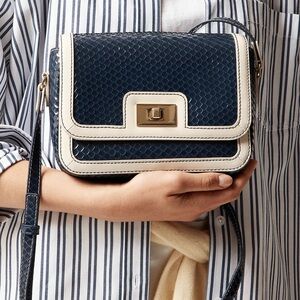 NWT J. Crew Edie Bag In Navy and Cream